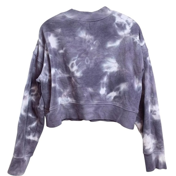 Calvin Klein Performance Tie Dye Cropped Sweatshirt Athleisure Gray White Size M - Picture 2 of 6